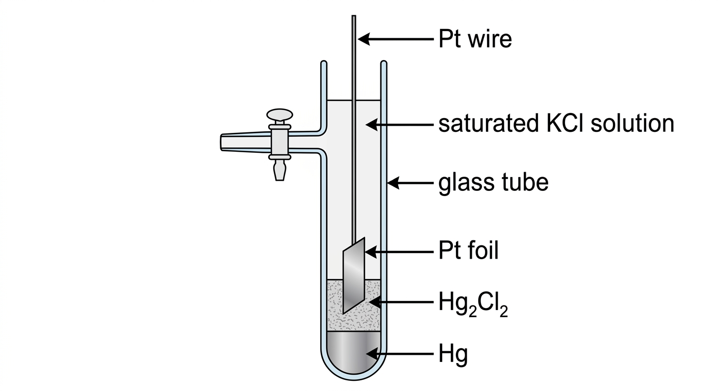 Diagram of a Calomel Electrode showing its internal structure and labeling