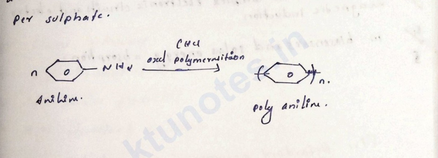Chemical reaction for the preparation of polyaniline from aniline