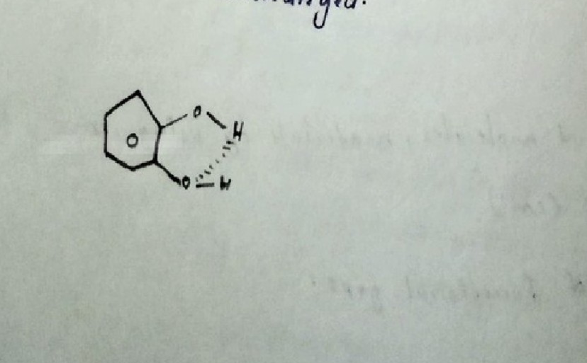Chemical structure of ortho-hydroxy phenol showing intramolecular hydrogen bonding
