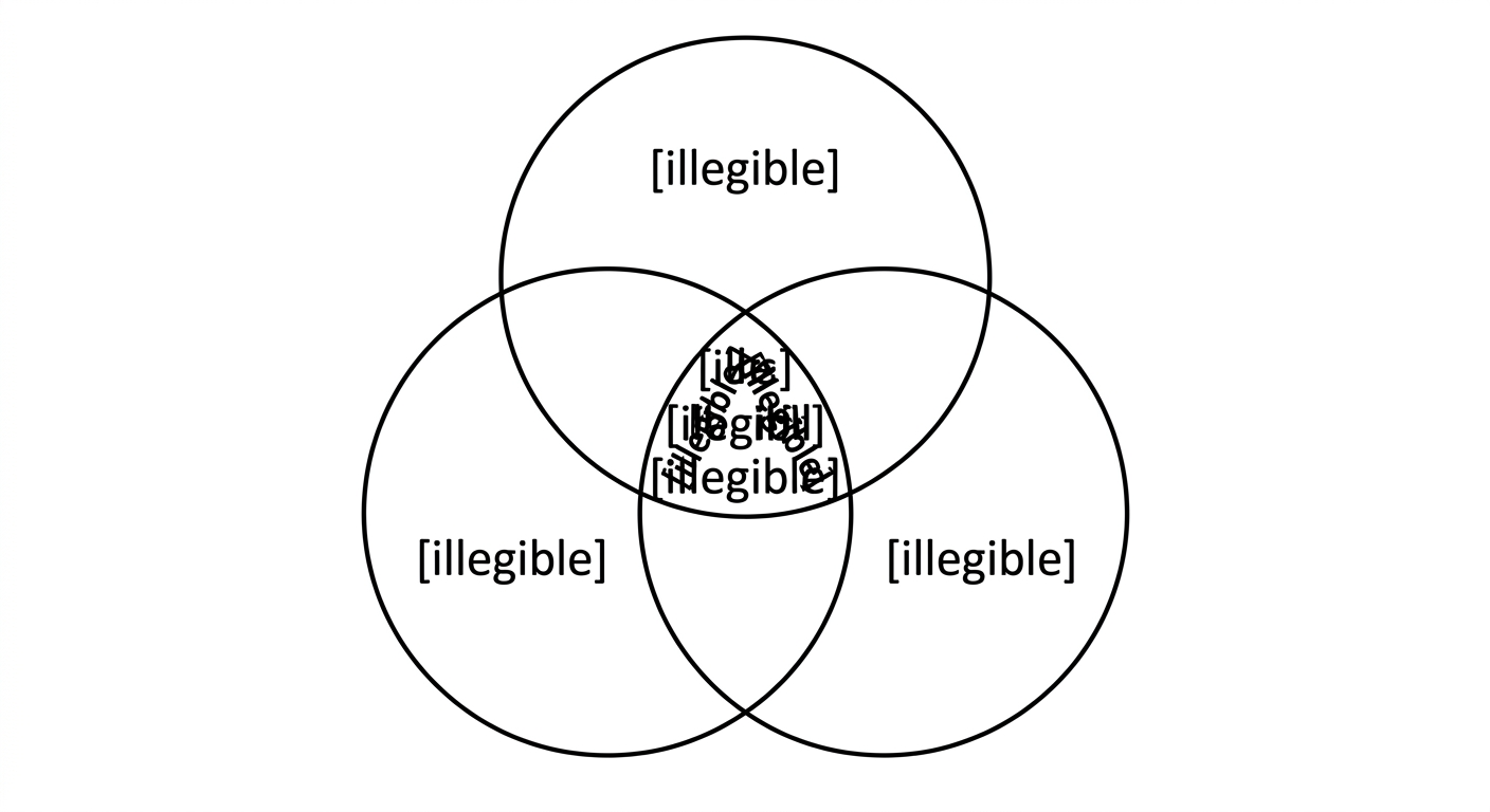 Venn diagram representing three overlapping circles labeled with text inside them