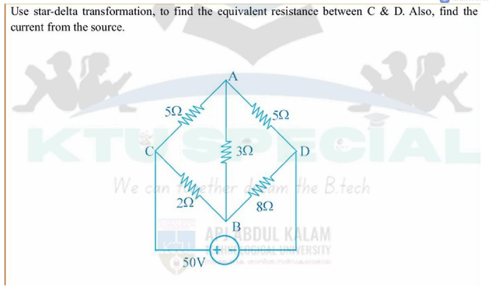 Circuit diagram showing a parallel circuit with a current source of 20A and two resistors R1 (20 ohms) and R2 (40 ohms)