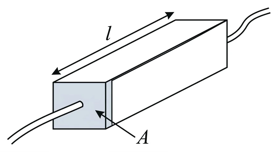 A rectangular conductor of length l and cross-sectional area A
