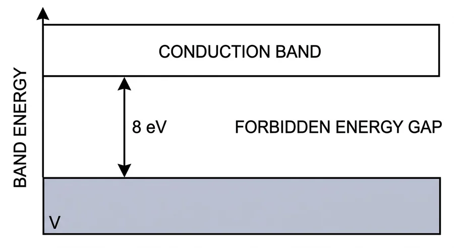 Insulator: a wide forbidden gap between the valence and conduction bands