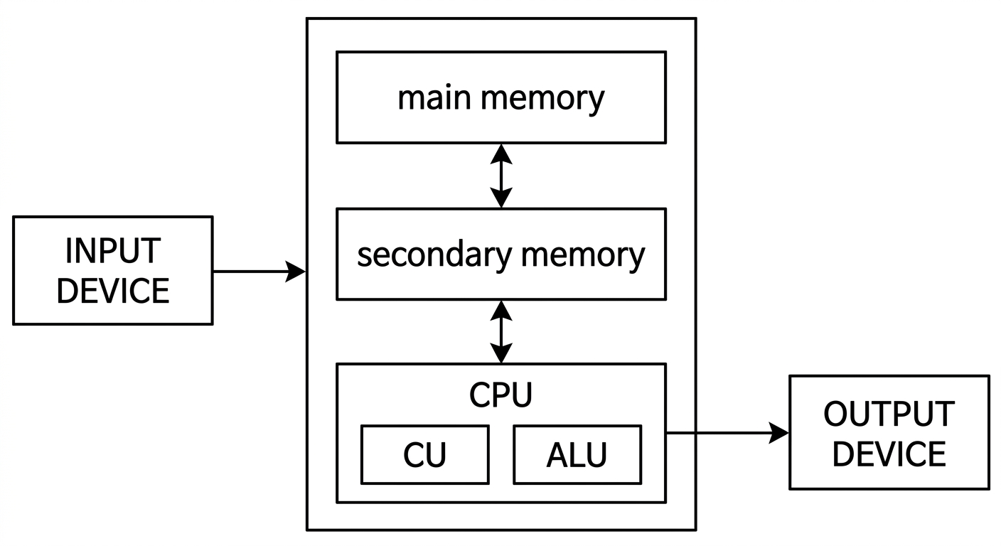 Block Diagram of a Digital Computer showing Von Neumann Architecture