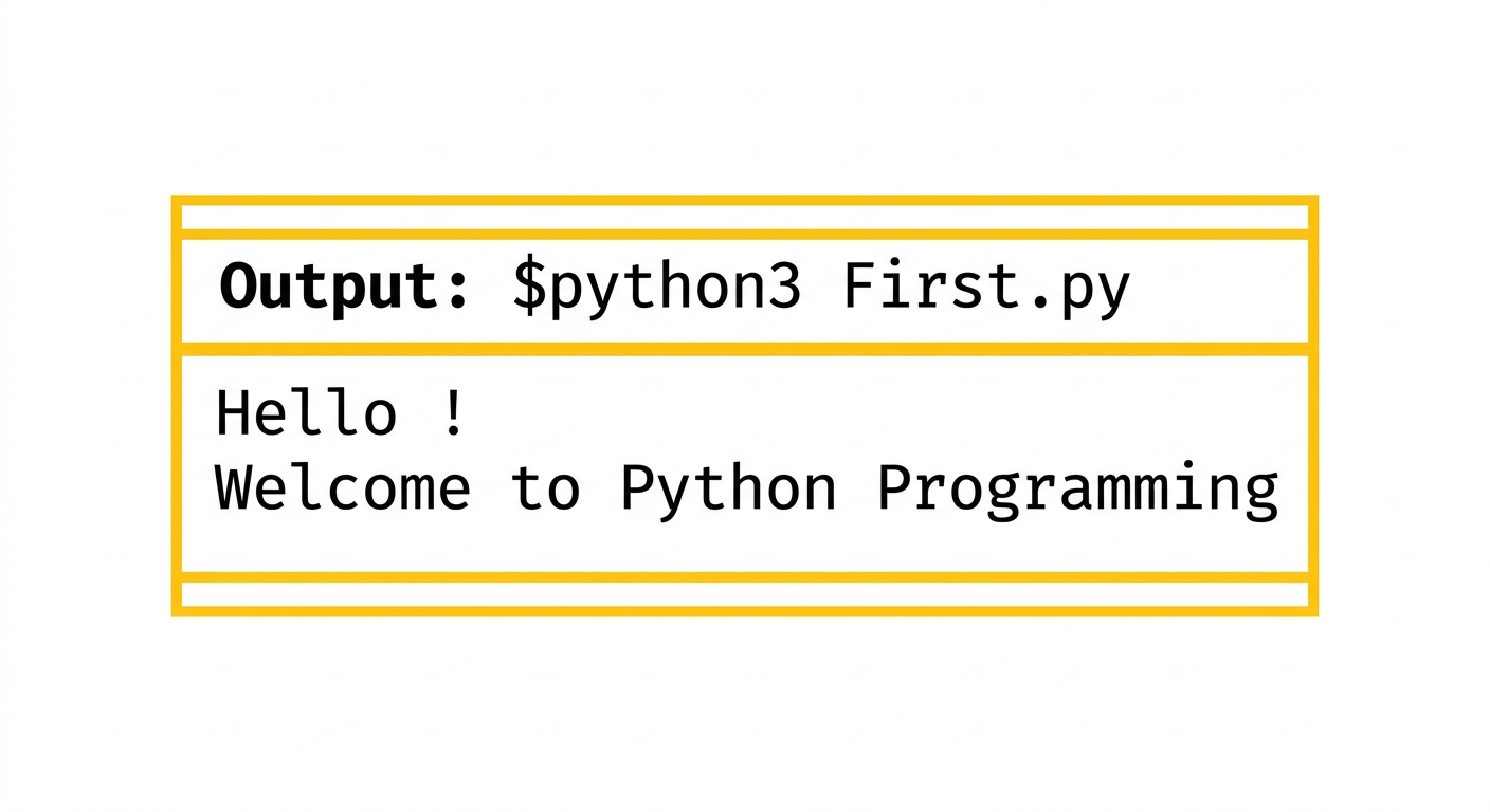 Output block showing execution of First.py